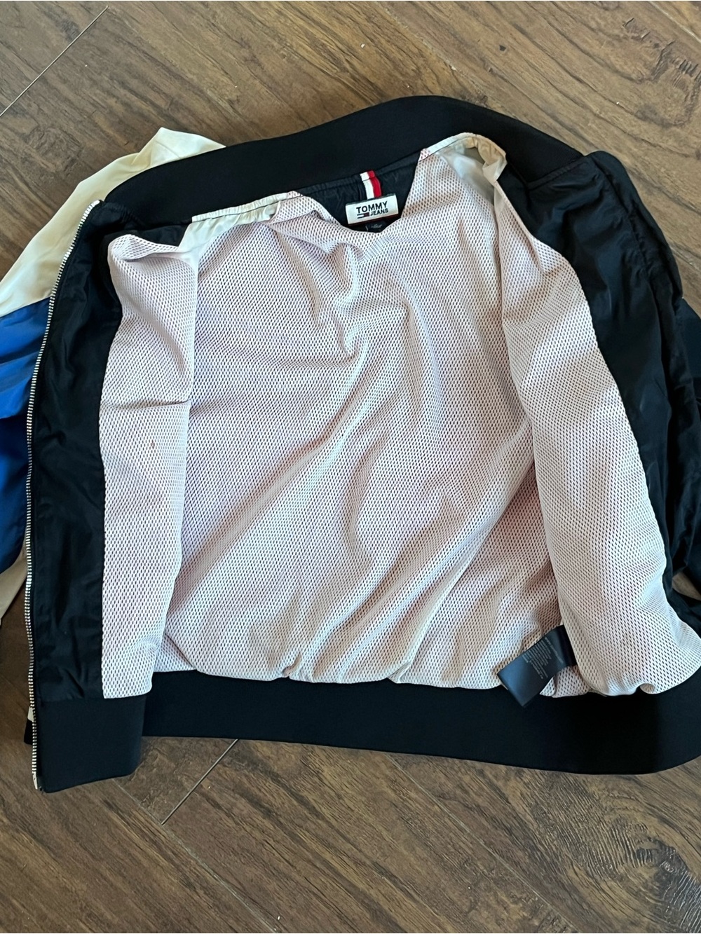 Tommy Hilfiger Colorblock Varsity Bomber Jacket - Black, White, Red, Blue - Picture 3 of 4